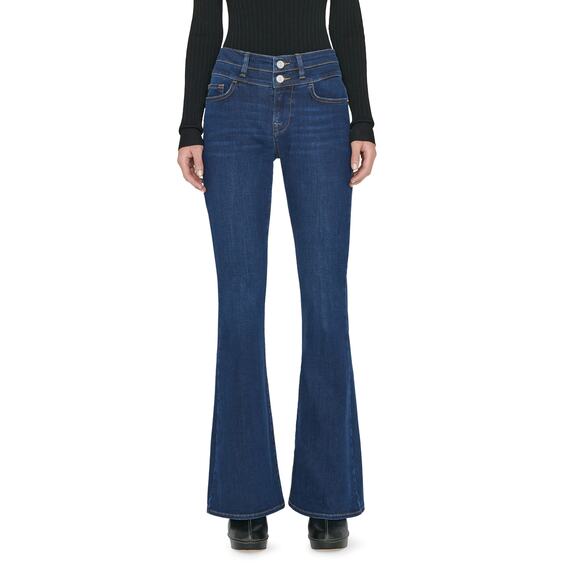 Frame Double Waistband Blue High Waist Flare Denim Jeans Size 29 - Picture 1 of 5